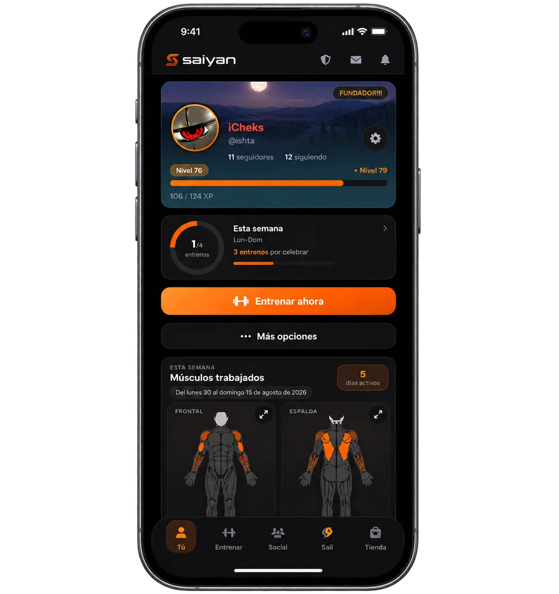 Panel personal y actividad reciente en Saiyan